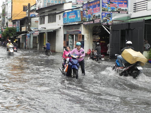 Mưa lớn, khu Bàu Cát (TP.HCM) ngập chìm trong biển nước 9