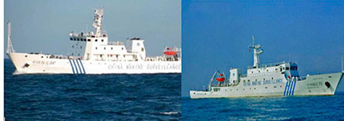 Hai tàu tuần tra Trung Quốc xuất hiện tại Scarborough ngày 10.4 - Ảnh: Reuters