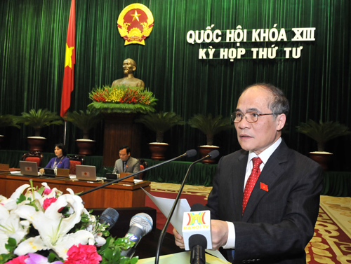 Kỳ họp thứ tư QH, khóa XIII - Chủ tịch QH Nguyễn Sinh Hùng - Ảnh Ngọc Thắng