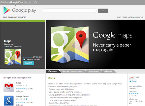 Google; Google Maps; Android; iOS; Jelly Bean; Ice Cream Sandwich; bản đồ; tính năng điều hướng; Windows Phone 8; HTC; Lumia; Nokia; Galaxy