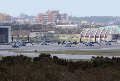 Máy bay MV-22 Osprey tại một căn cứ ở Nhật 