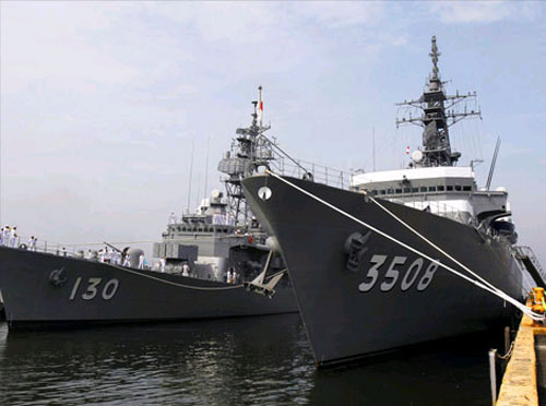 Hai trong 3 tàu chiến Nhật đã đến Sihanoukville