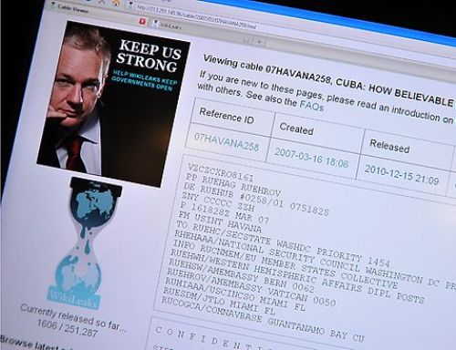 Giao diện website WikiLeaks - Ảnh: AFP