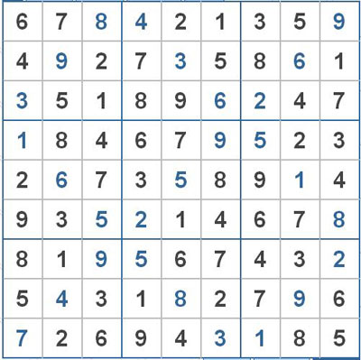 Mời các bạn thử sức với ô số Sudoku 2124 mức độ Khó 1