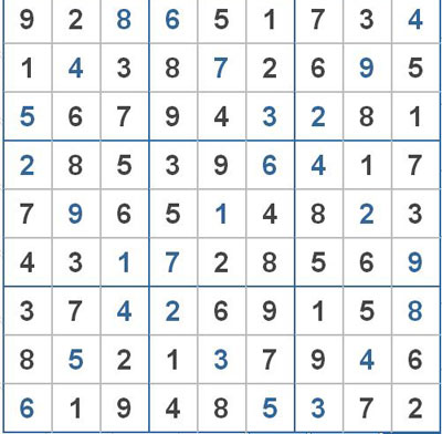 Mời các bạn thử sức với ô số Sudoku 2130 mức độ Khó 1