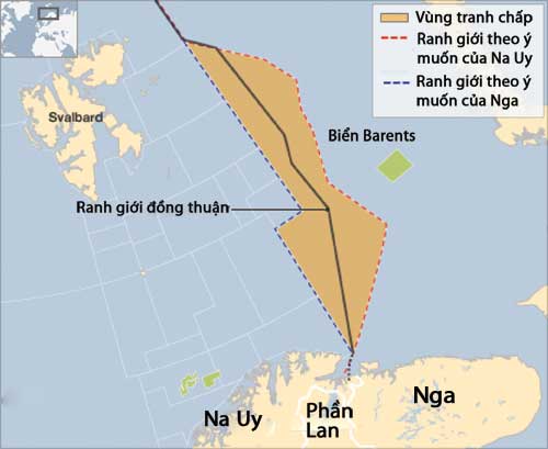 Vùng chồng lấn trên biển giữa Nga và Na Uy được phân định bằng hiệp định song phương năm 2010