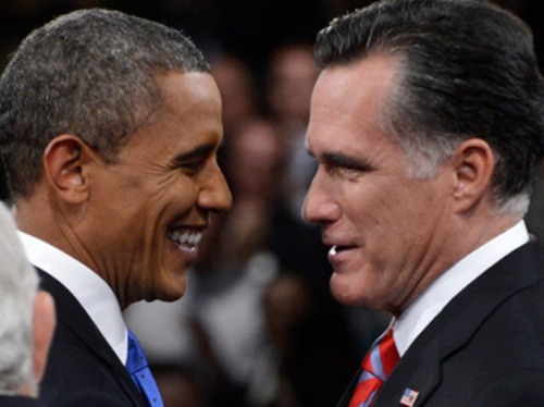 Tổng thống Barack Obama (trái) và ứng cử viên Mitt Romney chạy đua nước rút trước thềm bầu cử - Ảnh: AFP