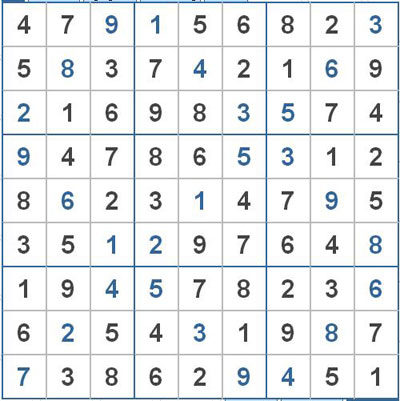 Mời các bạn thử sức với ô số Sudoku 2151 mức độ Khó 1