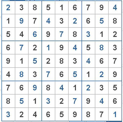 Mời các bạn thử sức với ô số Sudoku 2167 mức độ Rất khó 1