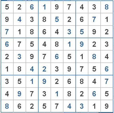 Mời các bạn thử sức với ô số Sudoku 2173 mức độ Khó 1