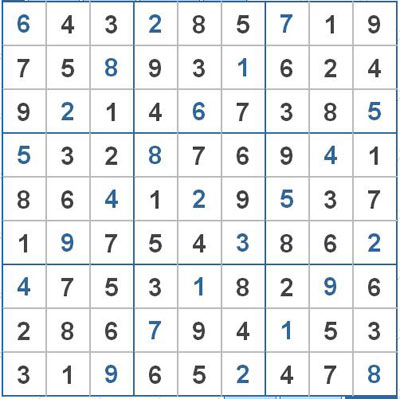 Mời các bạn thử sức với ô số Sudoku 2197 mức độ Khó 1