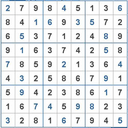 Ô số Sudoku kỳ 1957 - Rất khó 