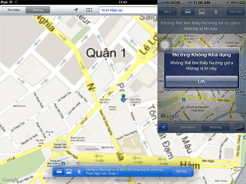 Google Maps khóa tính năng dẫn đường tại VN