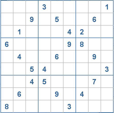 Mời các bạn thử sức với ô số Sudoku 1986 mức độ Khó 1