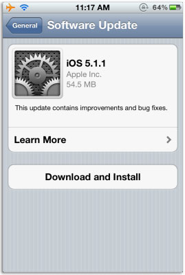 Làm thế nào để cập nhật iOS 5.1.1 từ xa 2