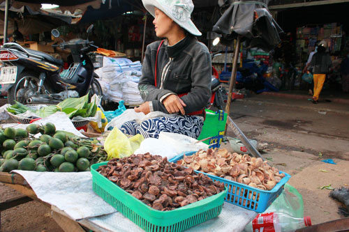 Hạt cau khô được bán nhiều ở các chợ, người dân có thể mua về để xổ giun sán cho trẻ - Ảnh: Hoàng Sơn