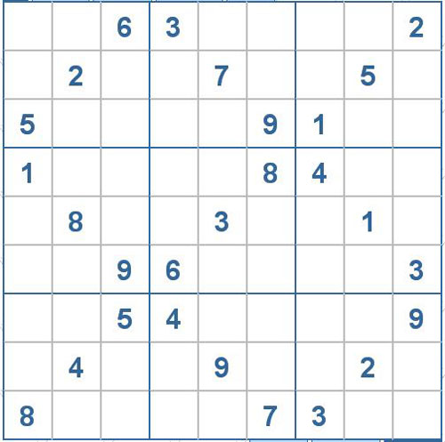 Mời các bạn thử sức với ô số Sudoku 1963 mức độ Khó 1