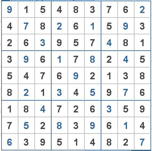 Mời các bạn thử sức với ô số Sudoku 1969 mức độ Khó 2