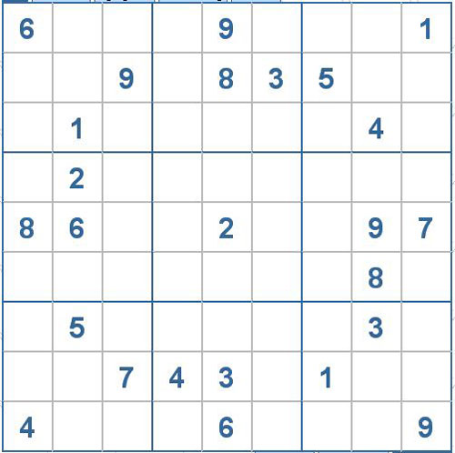 Mời các bạn thử sức với ô số Sudoku 1990 mức độ Khó 1