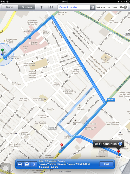 Google Maps; điều hướng; dẫn đường