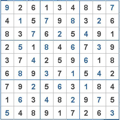 Mời các bạn thử sức với ô số Sudoku 2019 mức độ Khó 1