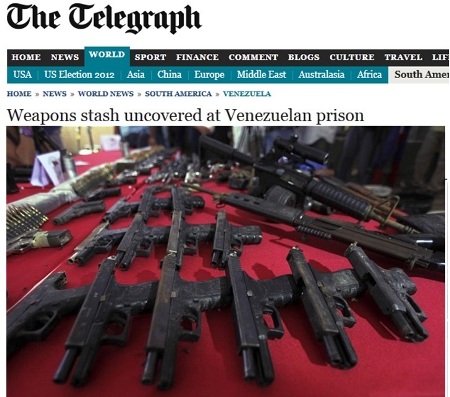 Số vũ khí của tù nhân được giấu trong nhà tù La Plata - Ảnh chụp màn hình của Telegraph