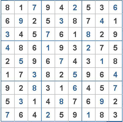 Mời các bạn thử sức với ô số Sudoku 1996 mức độ Khó 2