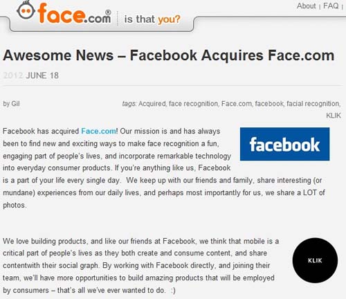 Facebook; Face.com; mạng xã hội