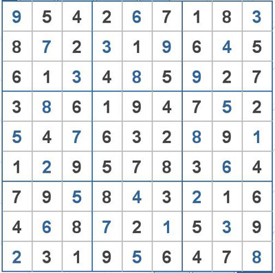 Mời các bạn thử sức với ô số Sudoku 2025 mức độ Khó 1