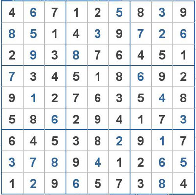 Mời các bạn thử sức với ô số Sudoku 2039 mức độ Khó 1