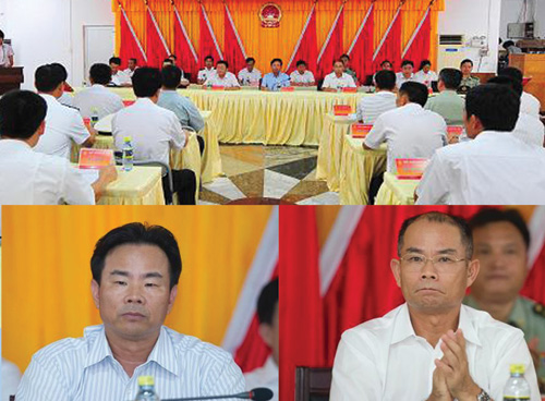 Cuộc họp phi pháp của HĐND TP.Tam Sa và các nhân vật Tiêu Kiệt (ảnh trái), Phù Tráng (phải) / Ảnh: Chinanews.com/CRI