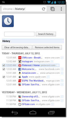 Xóa lịch sử duyệt web của Chrome trên điện thoại thông minh