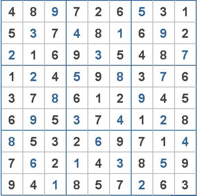 Mời các bạn thử sức với ô số Sudoku 2072 mức độ Khó 2