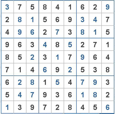 Mời các bạn thử sức với ô số Sudoku 2087 mức độ Khó 1
