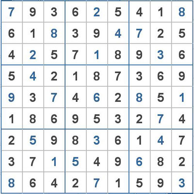 Mời các bạn thử sức với ô số Sudoku 2102 mức độ Khó 1
