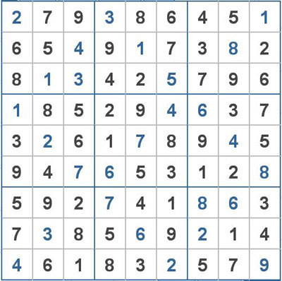 Mời các bạn thử sức với ô số Sudoku 2105 mức độ Khó1