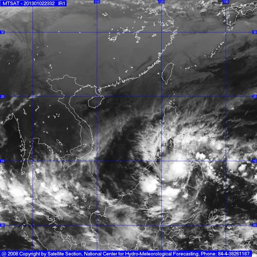Ảnh vệ tinh áp thấp nhiệt đới vào sáng sớm nay 3.1