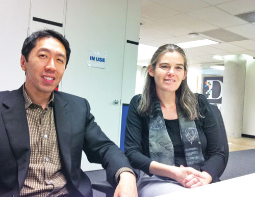 Hai nhà sáng lập Coursera Andrew Ng (trái) và Daphne Koller - Ảnh: allthingsd.com