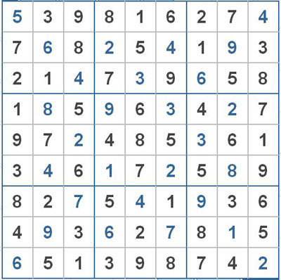 Mời các bạn thử sức với ô số Sudoku 2218 mức độ Khó