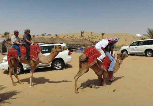 Du khách cưỡi lạc đà trên sa mạc