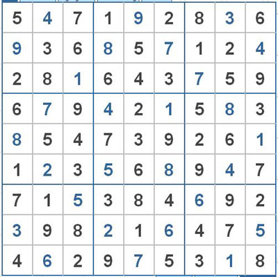 Mời các bạn thử sức với ô số Sudoku 2477 mức độ Khó 1