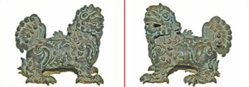 Hai lư đồng hình nghê bị mất trộm - Ảnh: Bảo tàng cổ vật cung đình Huế