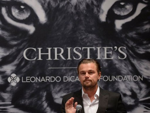 Leonardo DiCaprio tại buổi đấu giá gây quỹ từ thiện tháng 5.2013 - Ảnh: AFP