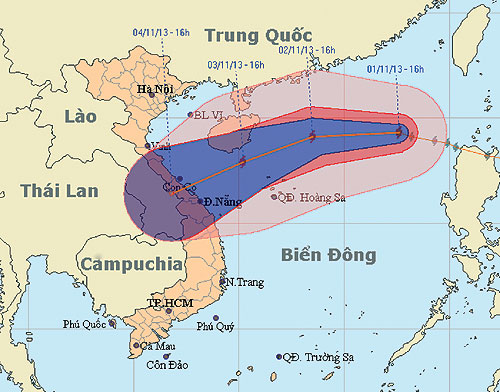 Bão số 12 hướng vào miền Trung