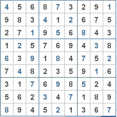 Mời các bạn thử sức với ô số Sudoku 2522 mức độ Khó 1