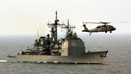 Tàu chiến mang tên lửa USS Cowpens của Mỹ - Ảnh: Reuters