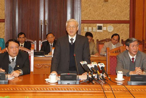 Tổng Bí thư Nguyễn Phú Trọng phát biểu tại buổi làm việc - Ảnh: TTXVN 