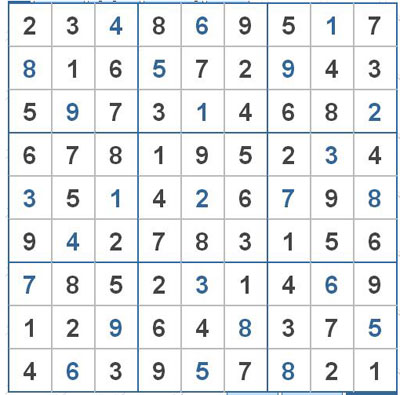 Mời các bạn thử sức với ô số Sudoku 2560 mức độ Khó 1