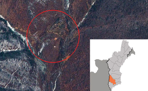 Vị trí bãi thử Punggye-ri chụp từ vệ tinh