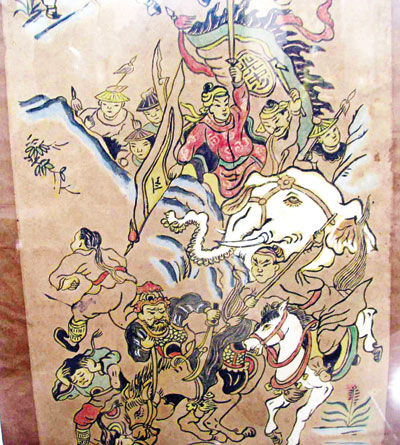 Quân Tây Sơn đại phá quân Thanh tại Thăng Long - Tranh minh họa tại Bảo tàng Quang Trung